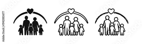 Family protection and love icon set.