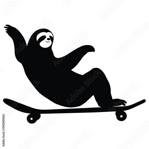 Sloth riding skateboard with style