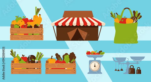 Vibrant market scene with fresh produce on display outdoors daily