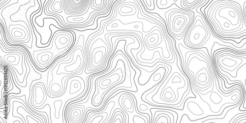 Abstract design with seamless pattern with lines topographic map. geographic mountain relief. the white on black contours topography stylized height of the lines. geographic contour map paper texture.