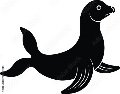 Selkie silhouette vector art illustration and minimal black and white design