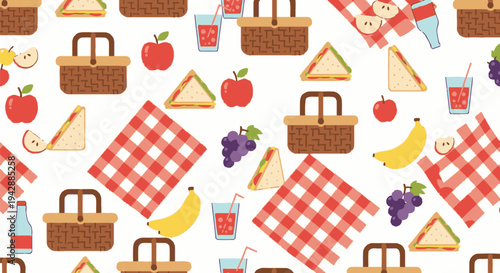 People enjoy a casual outdoor picnic with various food items and drinks on blankets