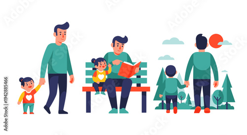 Families with kids enjoying outdoor activities in a park on a sunny day