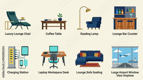 Airport Lounge Comfort Icons Collection