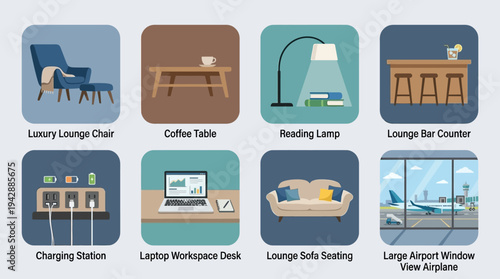 Airport Lounge Comfort Icons Collection