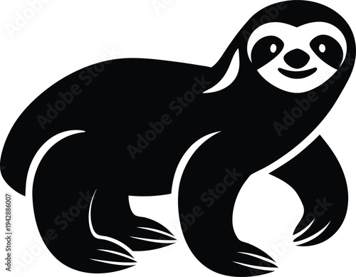 Sloth silhouette vector art illustration and minimal black and white design