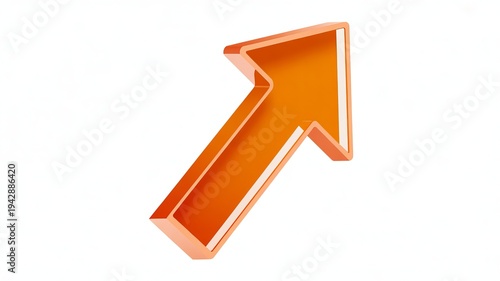 3d glossy orange arrow pointing up and right rendering