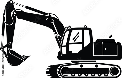 Heavy-duty excavator with extended arm and bucket attachment on a construction site