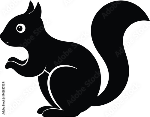 Squirrel silhouette vector art illustration and minimal black and white design