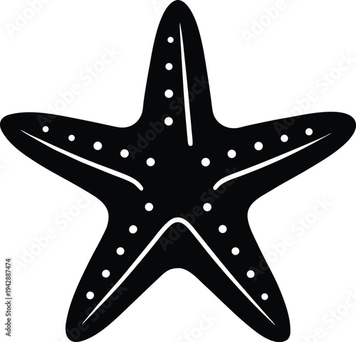 Starfish silhouette vector art illustration and minimal black and white design