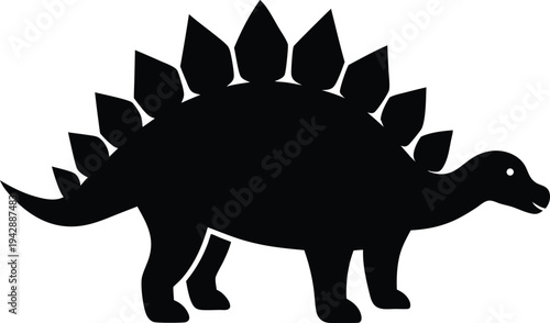 Stegosaurus silhouette vector art illustration and minimal black and white design