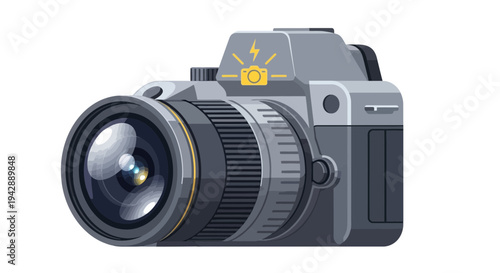Vector illustration of a single DSLR camera