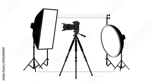 Set of 3 photography studio equipment icons vector