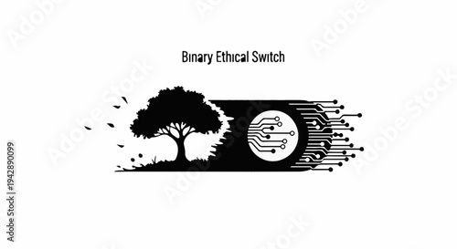 Illustration of a switch transitioning from nature to technology, representing a digital evolution.