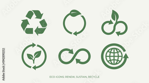 Eco Sustainability Icons Recycle Renew Vector