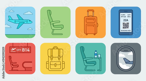 Budget Air Travel Icons Infographic Illustration