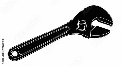 Adjustable wrench tool isolated on white background for repair and construction projects