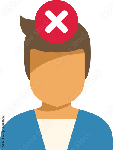 User profile icon with a red circle cross symbolizing deletion or restriction