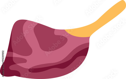 Raw meat piece showing a bone on a white background