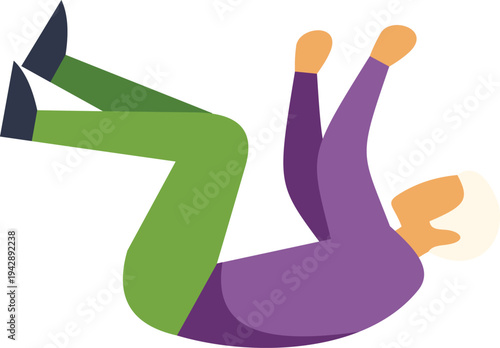 Elderly person falling and stumbling, needing help and care for a sudden accident