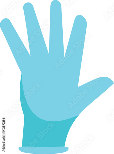 Blue protective medical glove creating a concept of safety and hygiene