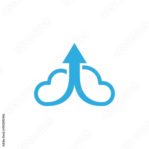 Abstract icon illustrating cloud data upload and secure storage, symbolizing digital transformation, robust connectivity, and technological progress for modern enterprises