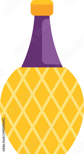Alcohol pineapple bottle flat vector illustration design