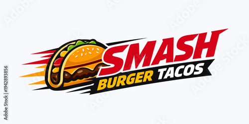 Smash burger taco logo vector
