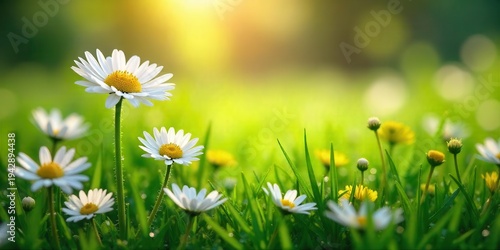 Wallpaper Mural A field of daisies bathed in the warm glow of sunlight, a picturesque scene of springtime beauty and natural serenity Torontodigital.ca