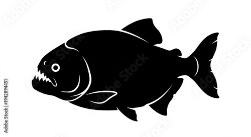 Black Fish Silhouette Isolated on White Background