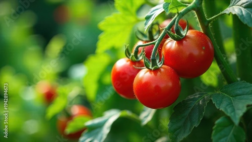 Wallpaper Mural Vibrant Red Tomatoes Ripening on the Vine, a Close-Up View of Nature's Bounty in a Lush Garden Setting Torontodigital.ca