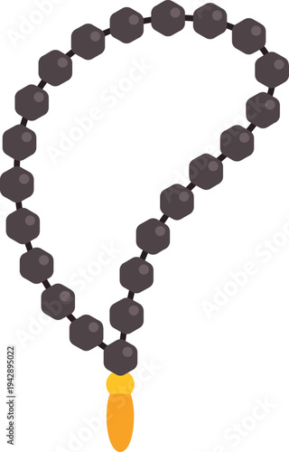 Prayer beads with dark beads and a golden tassel for religious practice