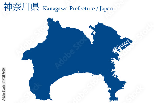 イラスト素材：日本地図　神奈川県ベクターイラストマップ