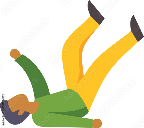 Man falling down to the ground, representing a fail, accident, or injury concept