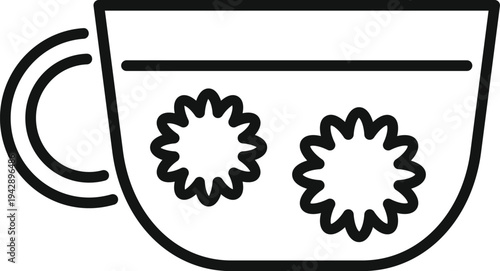 Serving a hot beverage with floating blossoms in a clear mug