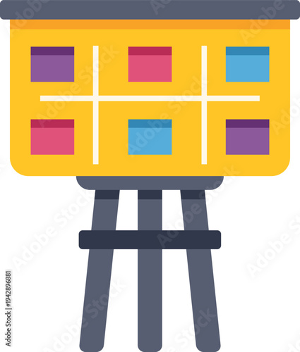 Kanban board displaying colorful cards for task management and project planning