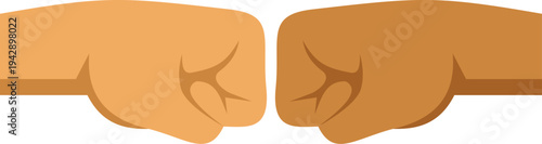 Two diverse hands performing a fist bump, representing teamwork and agreement