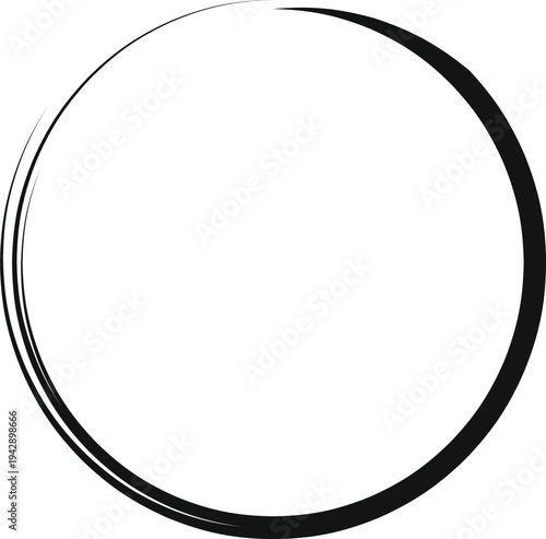 Enso circle drawing on white background representing enlightenment and the universe