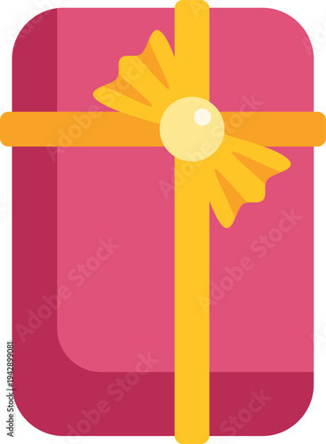 Pink gift with a yellow ribbon and bow representing celebration and surprise