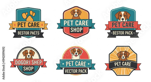 Collection of Pet Care Shop Logos with Dogs.