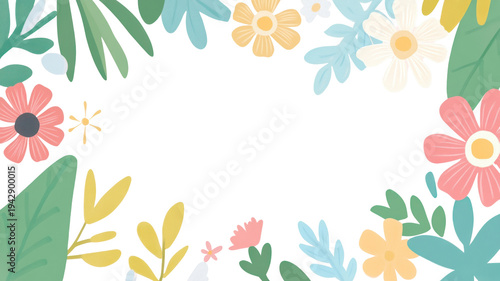 PNG Flowers frame illustration background graphics.