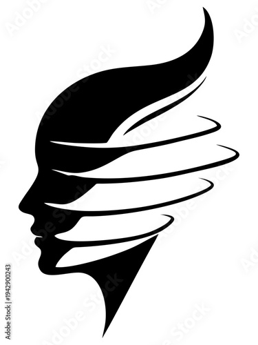Abstract Silhouette of a Woman's Face with Artistic Hairline