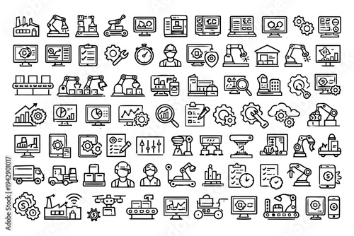 Comprehensive collection of diverse machinery and industrial icons