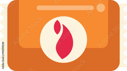 Orange wrapped tissue packet icon on white background representing hygiene and travel