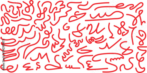 Abstract calligraphic artwork with red script