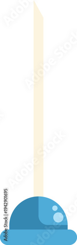 Blue cartoon plunger ready for plumbing repair and drain unclogging