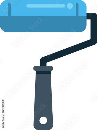 Blue paint roller illustration representing renovation, painting, and diy improvement