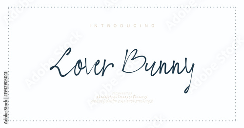 Lover Bunny, Script Minimal luxury font alphabet logo. Typography beauty fashion elegant minimalist serif italic fonts decorative wedding vintage retro logos. vector illustration
