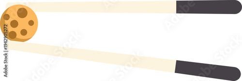 Simple flat design showing chopsticks holding a cookie against a clean white backdrop