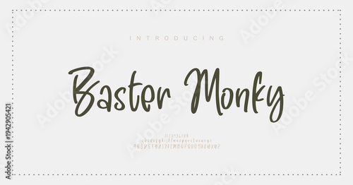 Baster Monky, Script typography beauty fashion elegant minimalist serif italic fonts decorative wedding vintage retro logos. Minimal luxury font alphabet logo. Vector illustration
